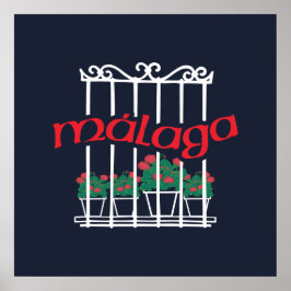 Poster Malaga, janela com flores