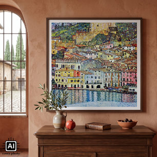Pôster Malcesine no lago Garda por Gustav Klimt
