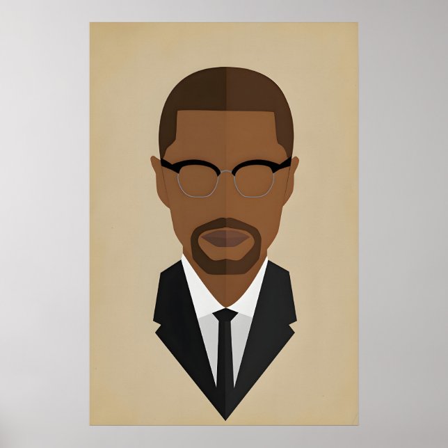 Poster Malcolm X, Ícone dos Criadores da História Negra O (Frente)