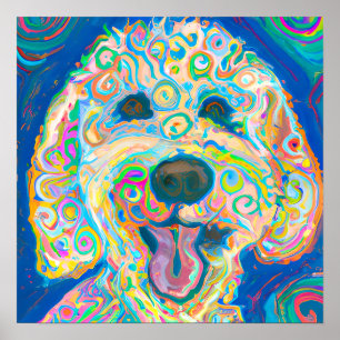 Poster Maldito e feliz retrato de arte canina