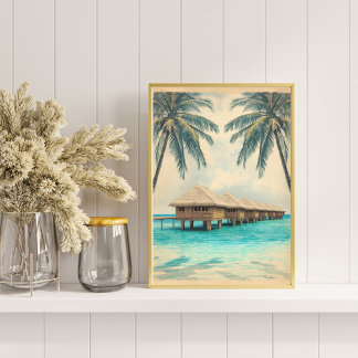 Poster Maldivas Ilusão – Paraíso do Retro Lagoon Viagem