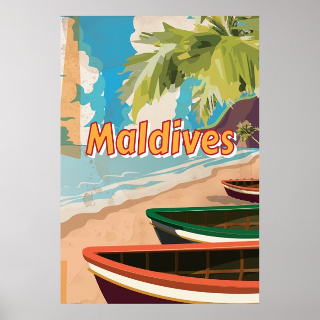 Poster Maldivas Viagens vintage (Frente)