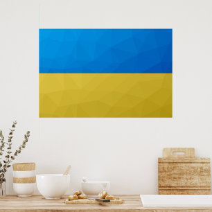 Poster Malha geométrica azul-amarela da Ucrânia