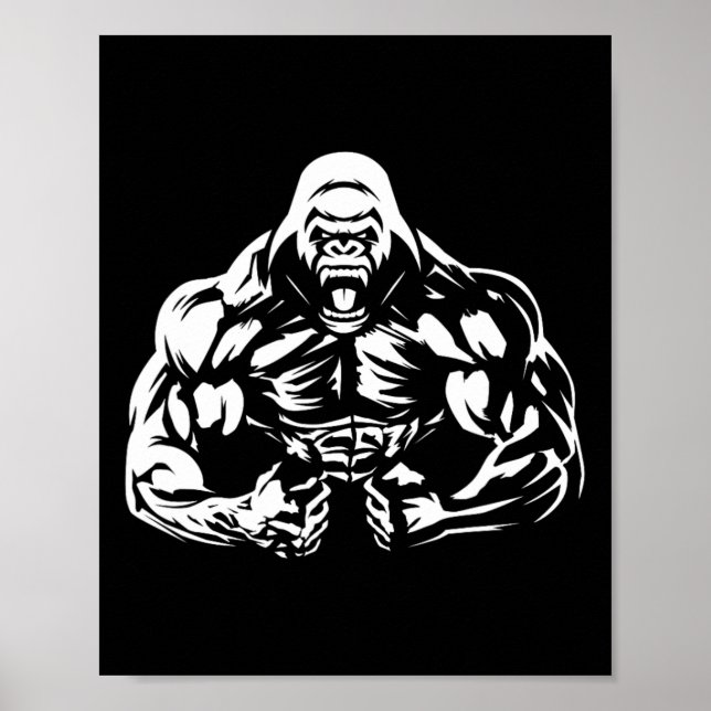 Poster Malhação de Gorila de Roupa de Gorila de Vegan (Frente)