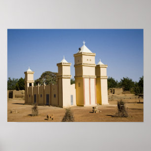 Pôster Mali, Bamako. Mesquita, estrada Bamako-Djenne