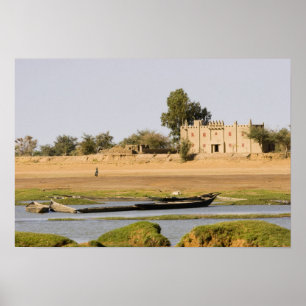 Poster Mali, Djenne. Rio Bani perto de Djenne