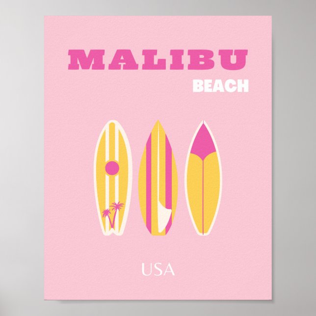 Poster Malibu, Praia Malibu, Papoila, Rosa (Frente)