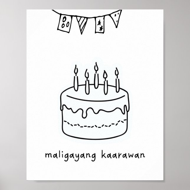 Poster Maligayang Kaarawan Filipino Birthday Gift Impress (Frente)