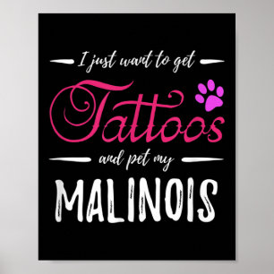 Poster Malinois Dog Lover Tattoo Engraçado Cachorro Mãe D