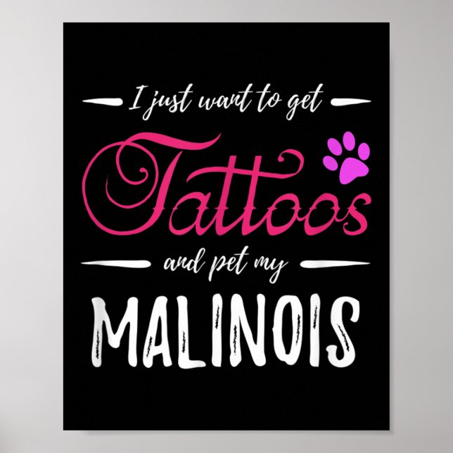 Poster Malinois Dog Lover Tattoo Engraçado Cachorro Mãe D (Frente)