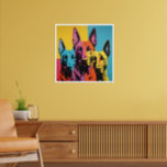 Poster Malinois - POP ART<br><div class="desc">O gráfico retrata um cachorro malinois no estilo pop art,  captando sua energia e carisma através de cores ousadas,  formas exageradas e composição dinâmica</div>