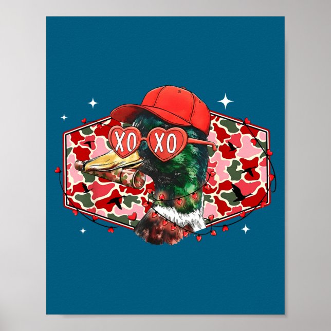 Poster Mallard Duck Camouflage Happy Valentine's Day Hunt (Frente)