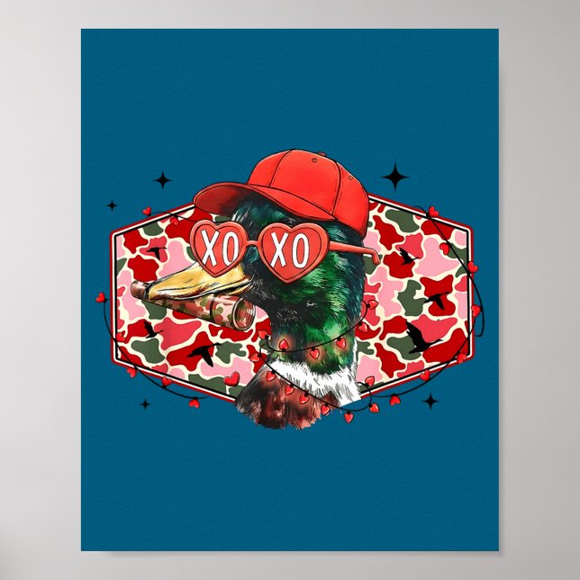 Poster Mallard Duck Camouflage Happy Valentine's Day Hunt (Frente)