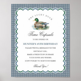 Poster Mallard Duck Hunando Gingham Aniversário Cápsula H
