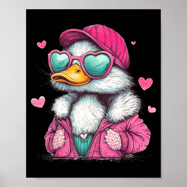 Poster Mallard Duck Hunting Funny Valentine's Day Heart G (Frente)
