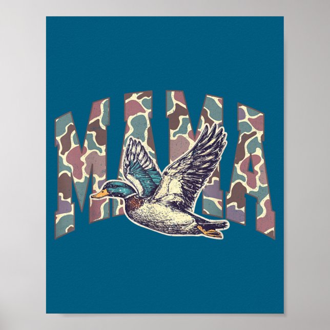 Poster Mallard Duck Hunting Mama Retro Camouflage Daddy M (Frente)