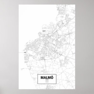 Poster Malmö, Sweden (black on white)
