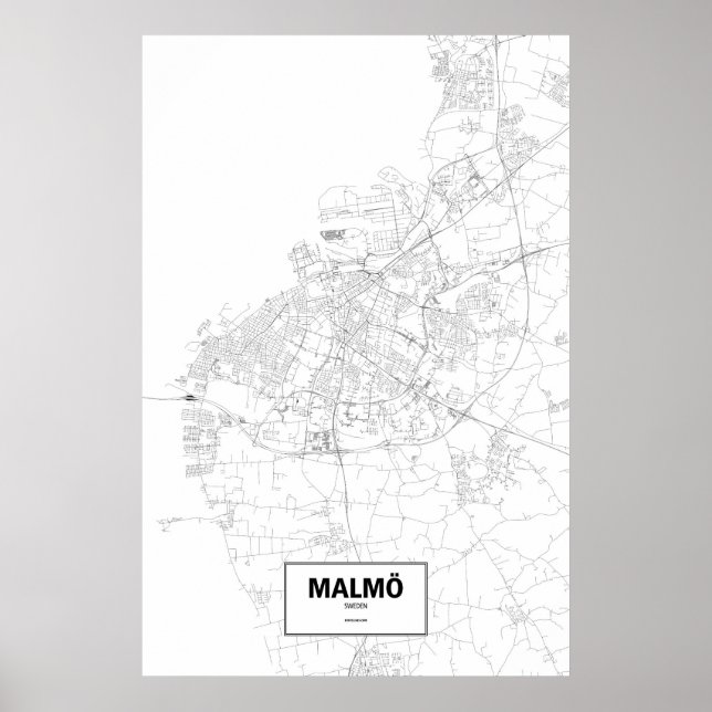 Poster Malmö, Sweden (black on white) (Frente)