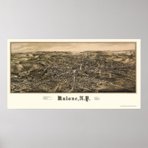 Poster Malone, mapa panorâmico de NY - 1886