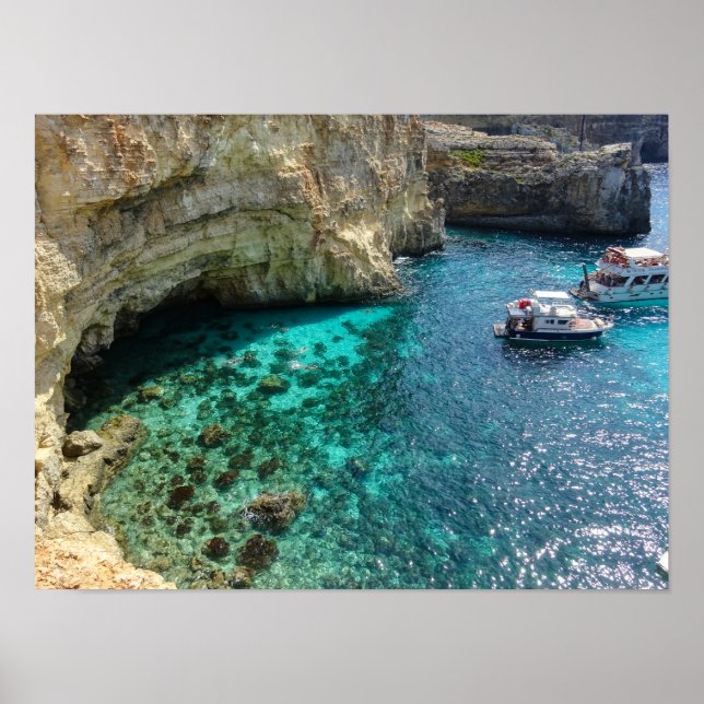 Poster Malta Água Turquesa da Lagoa Azul Comino (Frente)