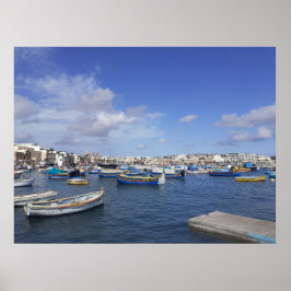 Poster Malta Barcos de Pesca Tradicionais Marsaxlokk Harb