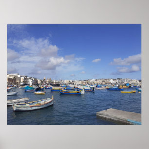 Poster Malta Barcos de Pesca Tradicionais Marsaxlokk Harb