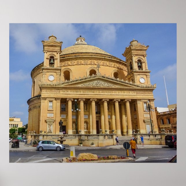Poster Malta Mosta Rotunda Mediterranean Island Photo (Frente)