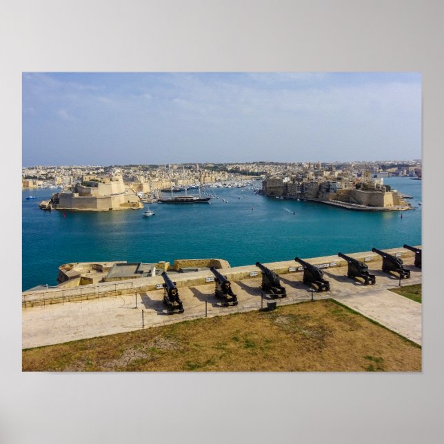 Poster Malta Saluting Battery Cannons Grand Harbour (Frente)