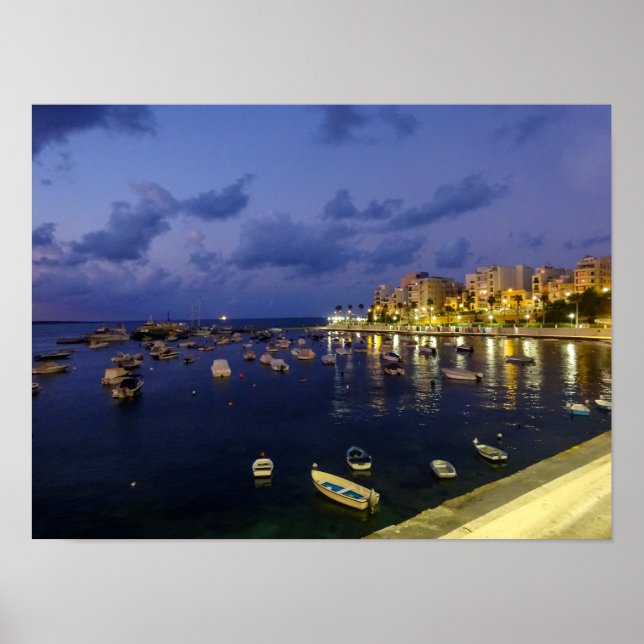 Poster Malta St. Paul's Bay By Night Photography (Frente)