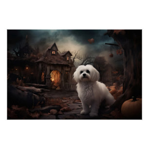 Pôster Maltês de Halloween Assustador