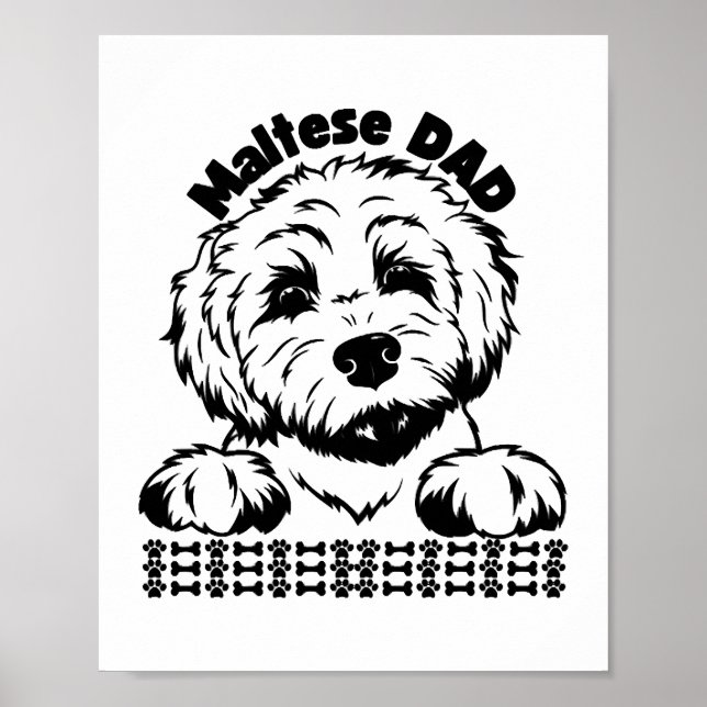 Poster Maltês Pai preto e branco Design maltês (Frente)