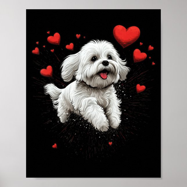 Poster Maltese Dog Love Heart For Valentines Day Maltese  (Frente)