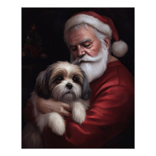 Pôster Malti Tzu Com O Papai Noel Natal Festivo