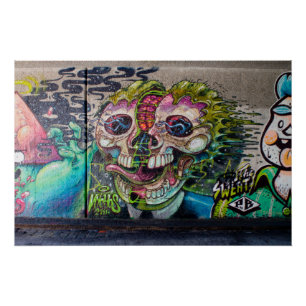 Pôster Maluco Grafite Crânio De Horror