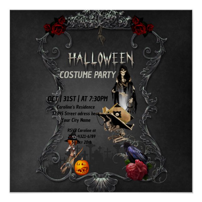 Pôster Malva e coroa esqueletos (Frente)