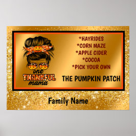 Poster Mama agradecida Outono Personalizar Texto e Cor