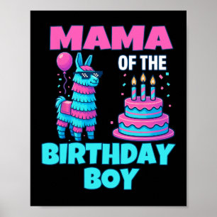 Poster Mama Aniversário Menino Llama Pinata Festa Família
