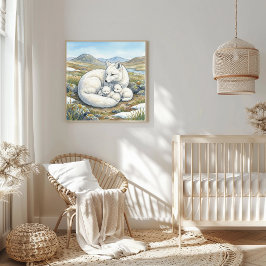 Poster Mama Arctic Fox and Kits Nursery