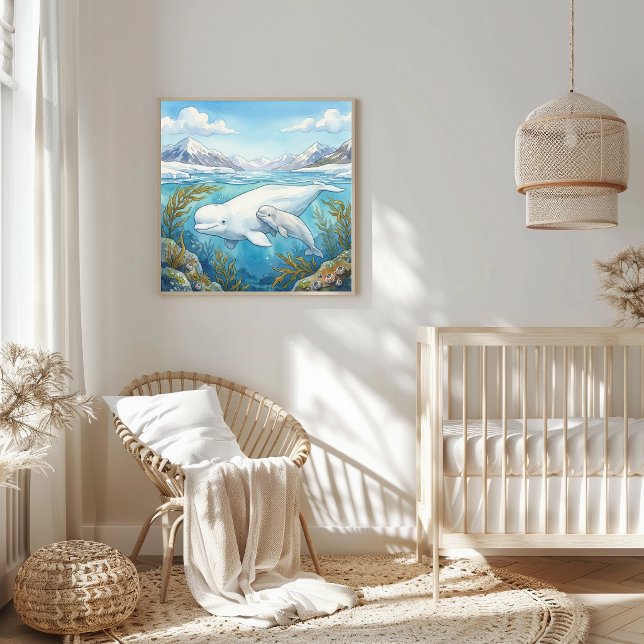 Poster Mamã Baleia Beluga e Berçário dos Filhotes (Criador carregado)