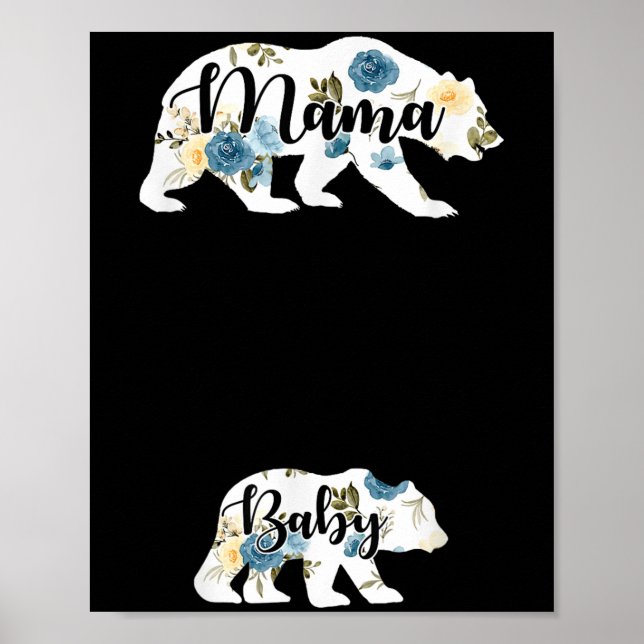 Poster Mama Bear Baby Bear Pregnancy Pregnant Mom Mothers (Frente)