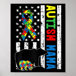 Poster Mama Bear Correspondendo Autismo Familiar Oferece
