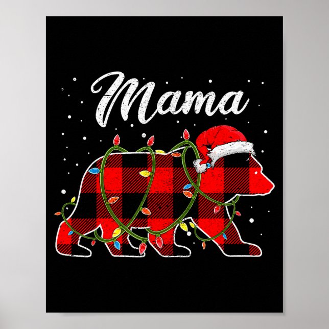 Poster Mama Bear Shirt, Red Buffalo Plaid Mom Bear Pajama (Frente)