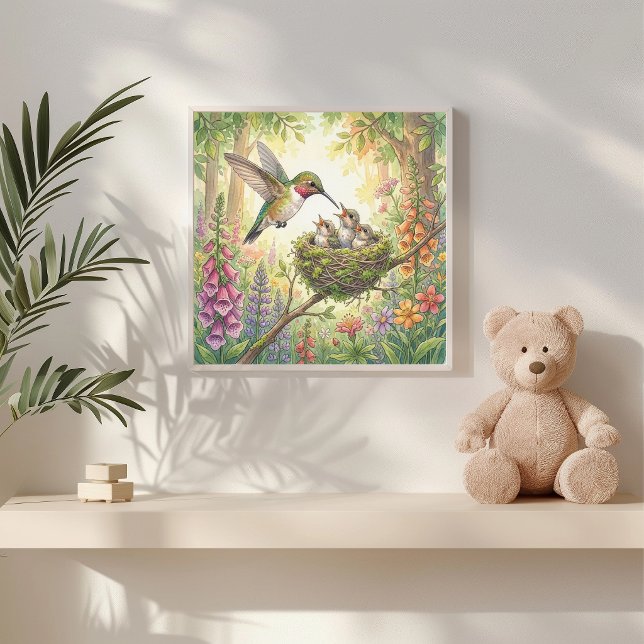 Poster Mama Beija-flor e Berçário dos Filhotes (Criador carregado)