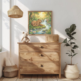 Poster Mama Capybara and Babies Nursery