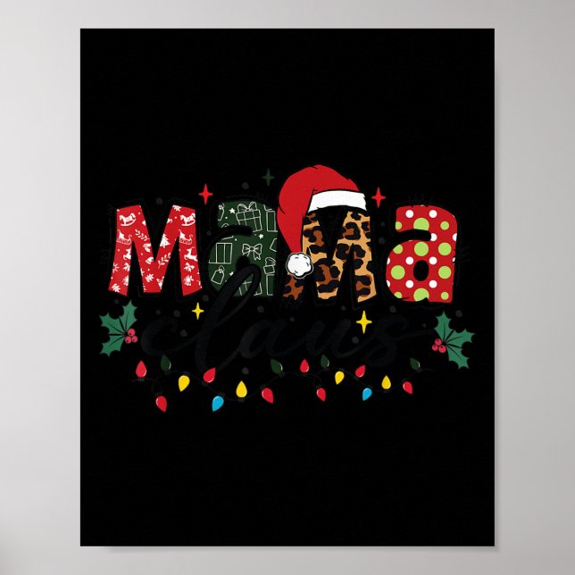 Poster Mama Claus Christmas Pajama Santa Claus Family Mat (Frente)