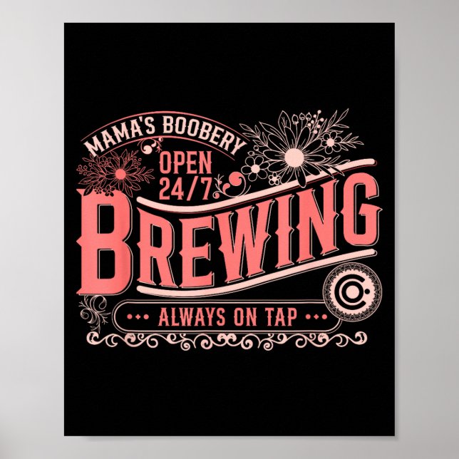 Poster Mama Ery Brewery Brewing Co New Mom Funny Breast F (Frente)