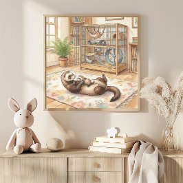 Poster Mama Ferret e Berçário de Filhotes