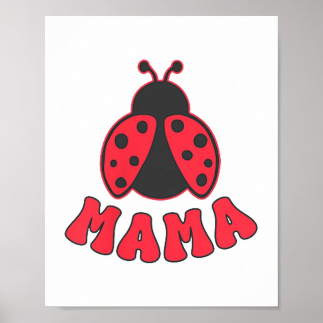 Poster Mama Ladybug First Birthday Girl Family Matching P (Frente)
