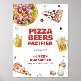Poster Mama Mia Pizza Beer Pacifier Chá de fraldas Bem-vi