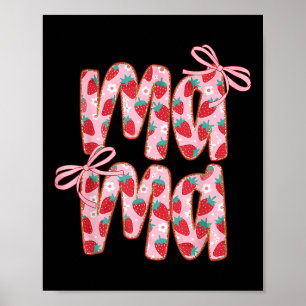 Poster Mama Morango Coquete Laço Mamãe Feliz Dia das Mães